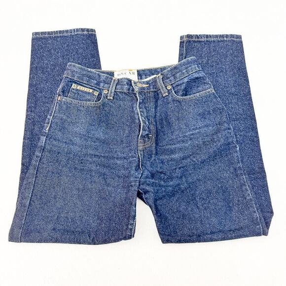 Oscar de la Renta Dark Wash Denim Straight High Rise Leg Jeans P60399P Size 8 - Picture 4 of 9